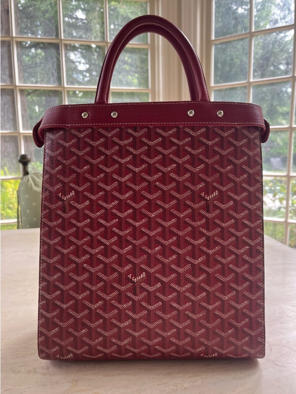 Goyard Red Jersey GM Vertical Handbag with Signature Chevron Goyardine Pattern - Picture 2 of 12